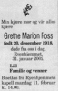 Dödsannons - Grethe Marion Foss